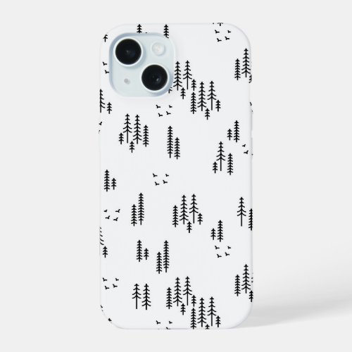 Forest Line Art Pattern iPhone 15 Case
