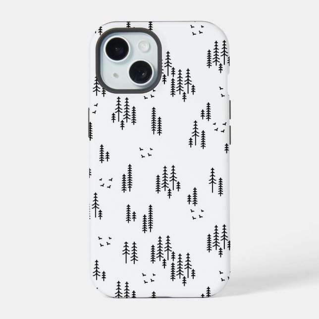 Forest Line Art Pattern Iphone Case (Back)