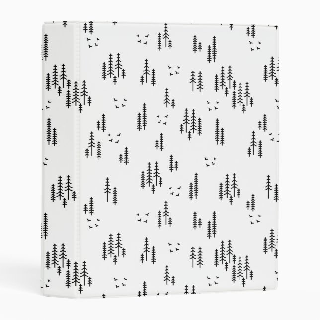 Forest Line Art Pattern Mini Binder (Front/Spine)