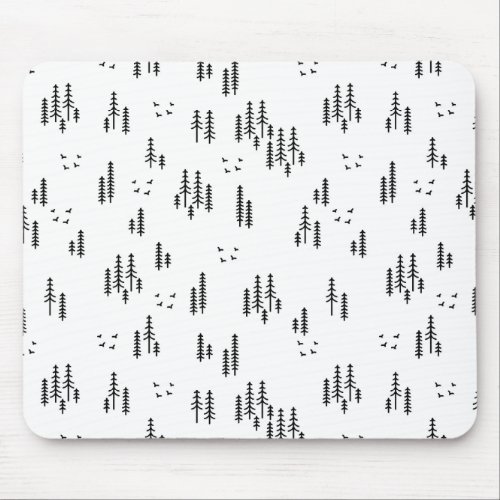 Forest Line Art Pattern Mouse Pad