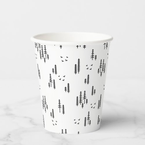 Forest Line Art Pattern Paper Cups