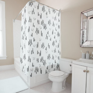 Forest Line Art Pattern Shower Curtain
