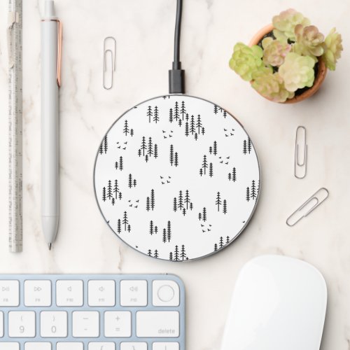 Forest Line Art Pattern Wireless Charger