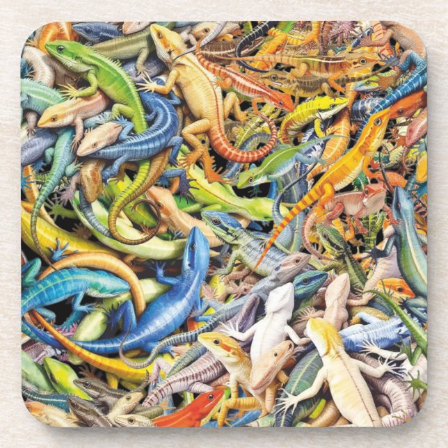 forest lizard clump beverage coaster (Front)