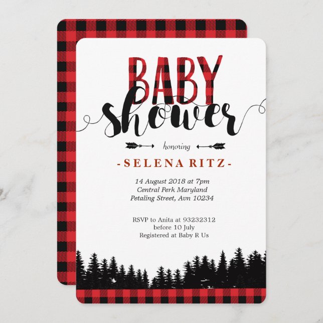 Forest Lumberjack Baby Shower Invitation (Front/Back)