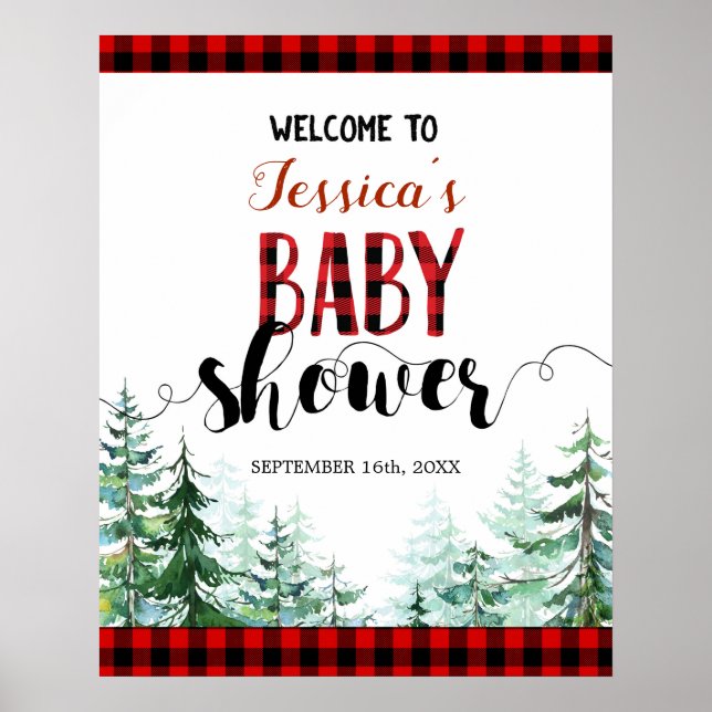 Forest Lumberjack Baby Shower Welcome Sign (Front)