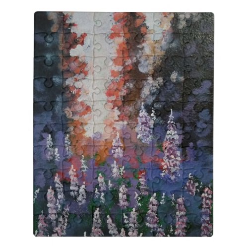 Forest lupines flowers abstract painting jigsaw puzzle