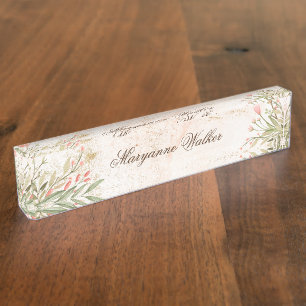 Forest Magic Floral Personalized Desk Nameplate