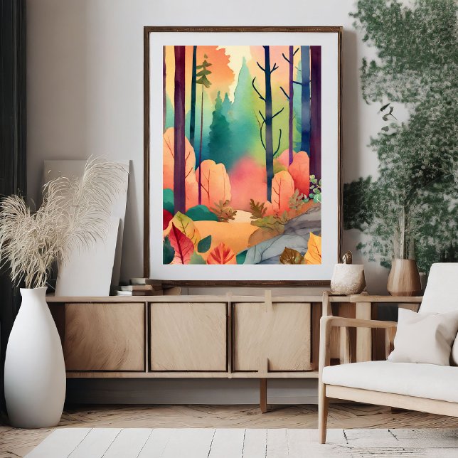 Forest Magic in Watercolor Poster  (Forest Magic in Watercolor Poster)