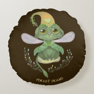 Forest magical animal round pillow