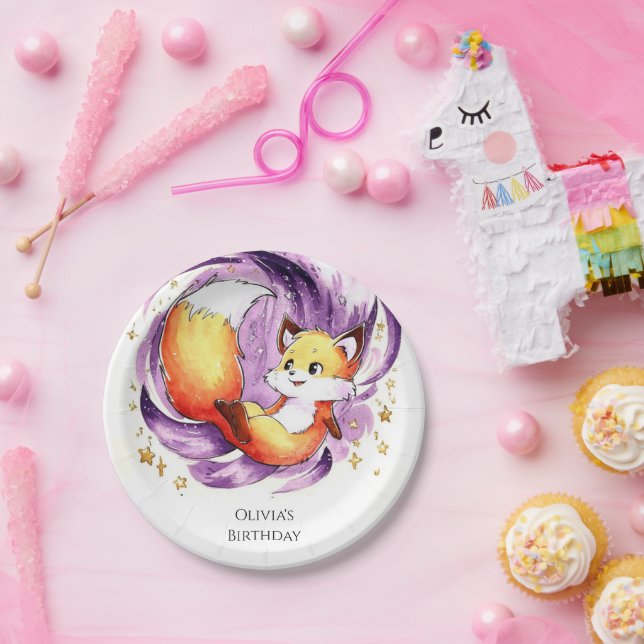 Forest Magical Fox Birthday Paper Plates (Party)