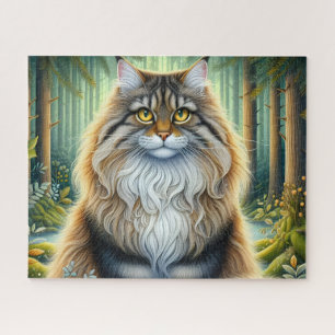 Forest Maine Coon Cat Jigsaw Puzzle