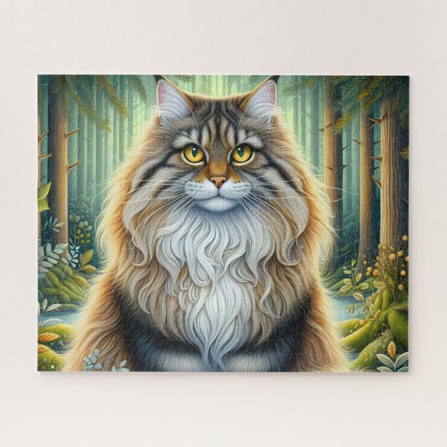 Forest Maine Coon Cat Jigsaw Puzzle (Horizontal)