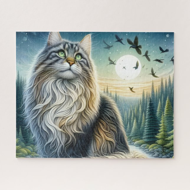 Forest Maine Coon Cat Jigsaw Puzzle (Horizontal)