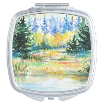Forest Makeup Mirror by watercoloring at Zazzle