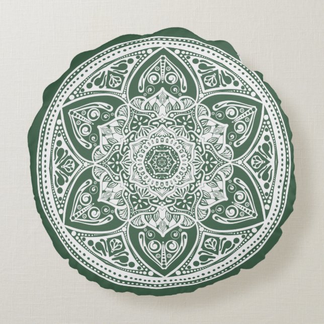 Forest Mandala Round Pillow (Back)