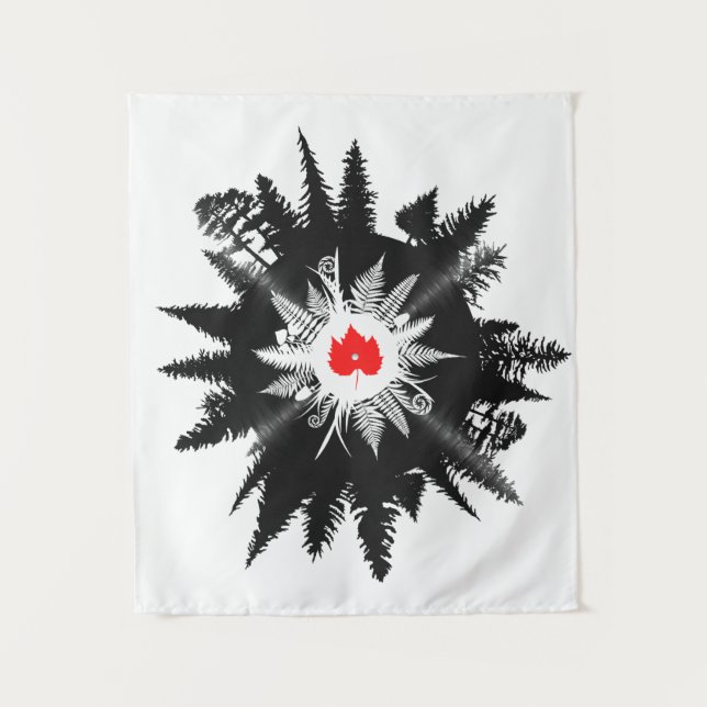 Forest Maple Plant Leaf Vinyl Records Tree Tapestry (Front)