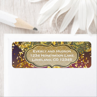 Forest Mason Jar Fairytale Purple and Gold Wedding Label