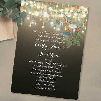 Forest Mason Jar Garland Lighting Wedding Invites