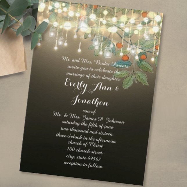 Forest Mason Jar Garland Lighting  Wedding Invites (Creator Uploaded)