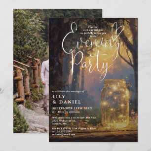 Forest Mason Jar Photo Wedding Evening Party Invitation
