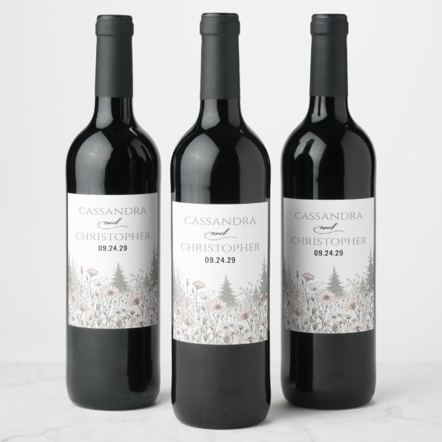 Forest Meadow Wedding Wine Label (Bottles)