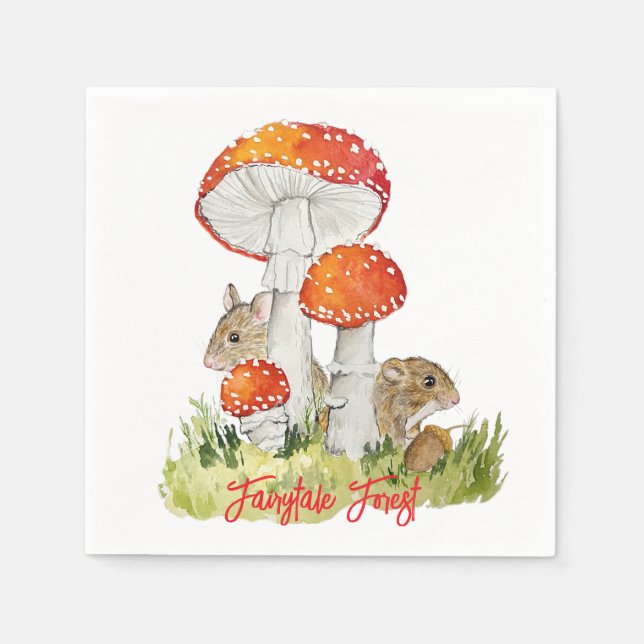 Forest mice and mushrooms napkins (Front)