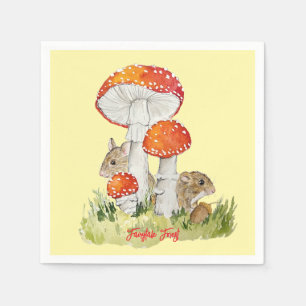 Forest mice and mushrooms napkins
