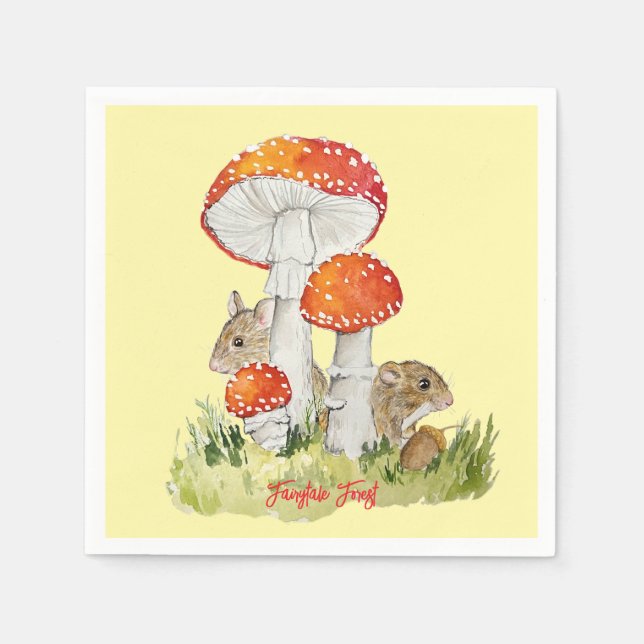 Forest mice and mushrooms napkins (Front)