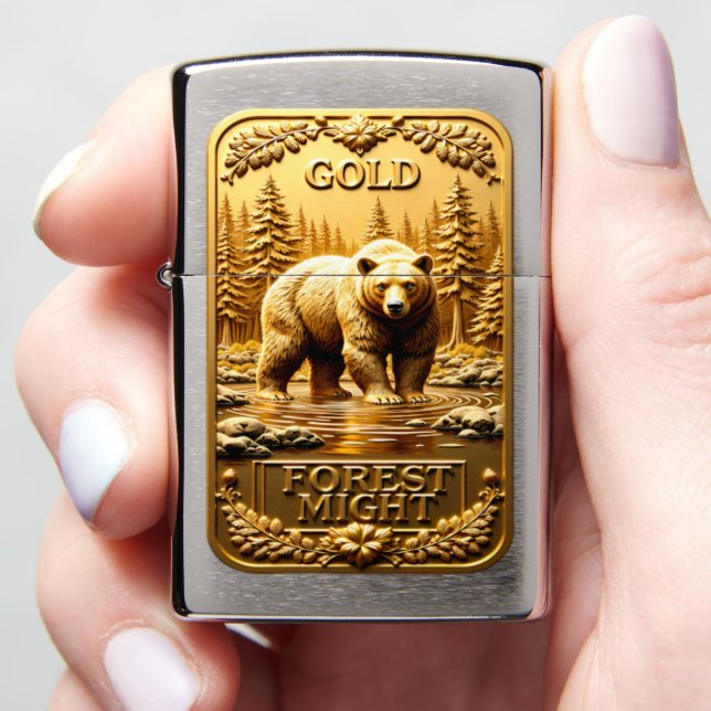 Forest Might Grizzly River Guard Zippo Lighter (In Hand)