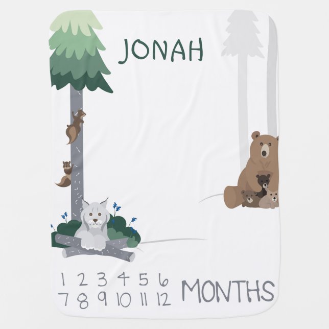 Forest milestone baby blanket (Front)