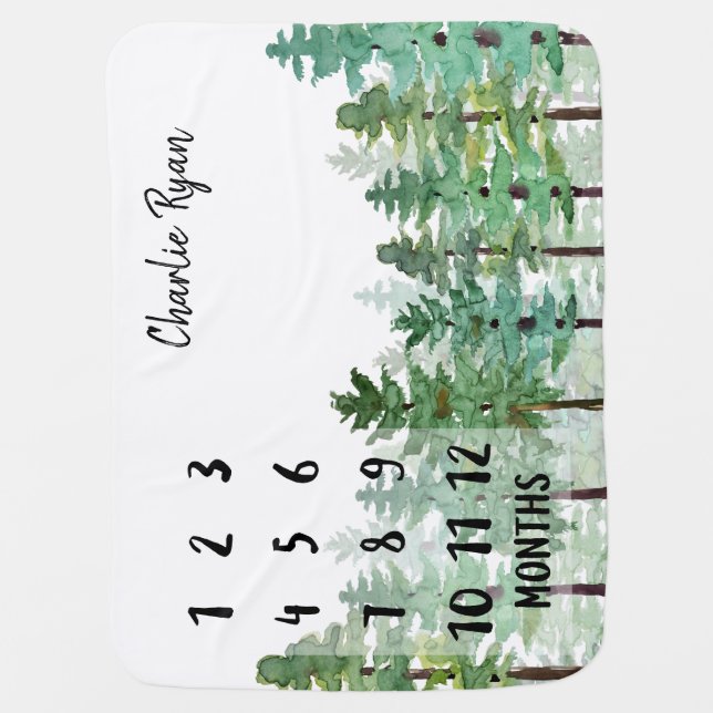 Forest Milestone Growth Monthly Baby Blanket (Front)