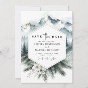 Forest Minimal Mountain Wedding Save The Date