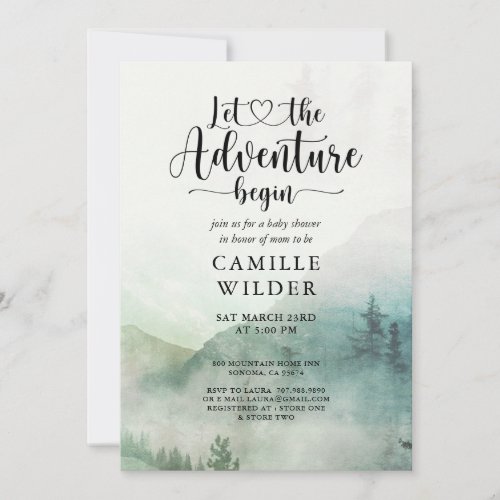 Forest Mist Adventure Mountains Baby Shower  Invitation