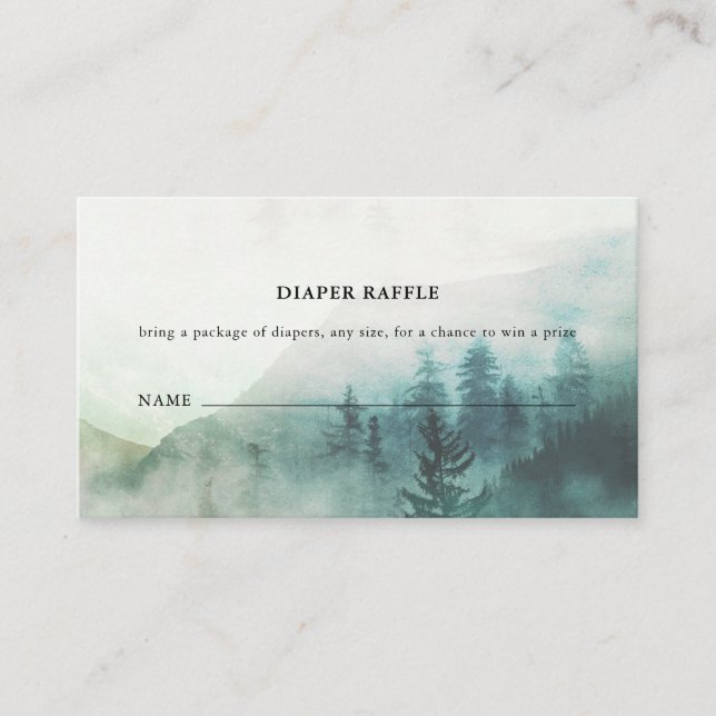 Forest Mist Adventure Mountains Diaper Raffle Enclosure Card (Front)