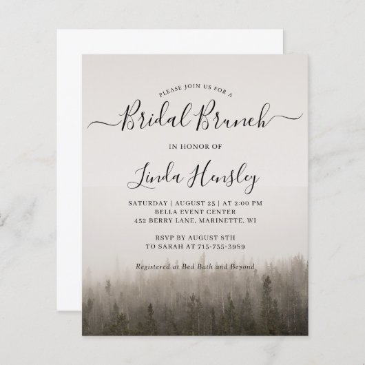Forest Misty Landscape Bridal Brunch Invitation (Front/Back)
