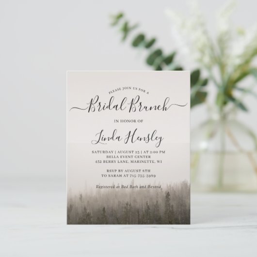 Forest Misty Landscape Bridal Brunch Invitation (Standing Front)