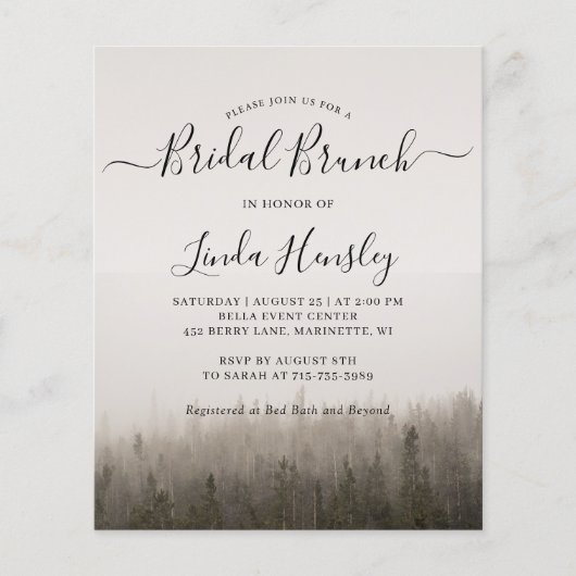 Forest Misty Landscape Bridal Brunch Invitation (Front)