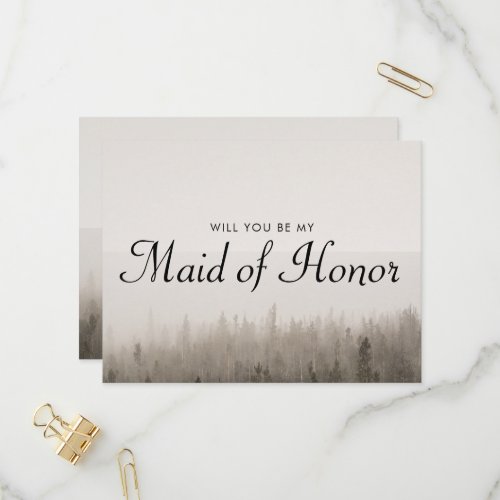 Forest Misty Landscape Maid Of Honor Proposal Invitation Postcard