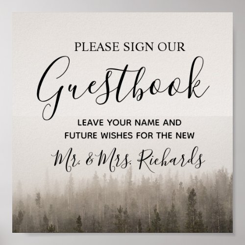 Forest Misty Landscape Wedding Guestbook Sign