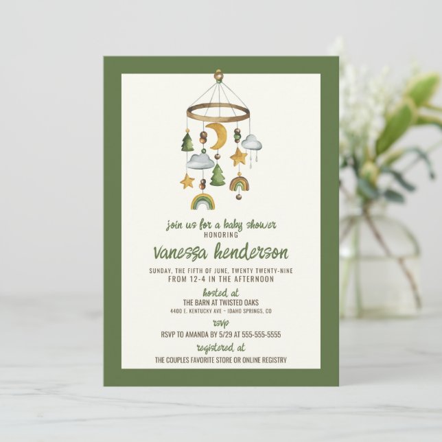 Forest Mobile Baby Shower Invitation (Standing Front)