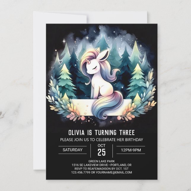 Forest Modern Horse Birthday Invitation (Front)