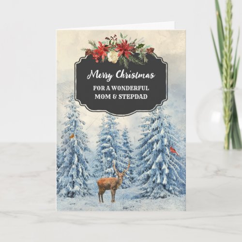 Forest Mom and Stepdad Merry Christmas Card