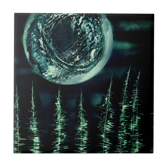 Forest Moon Ceramic Tile (Front)