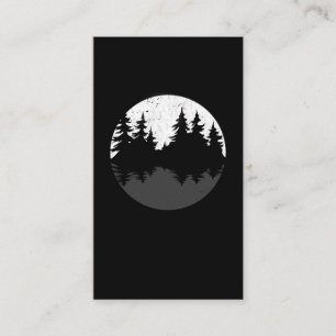 Forest Moon Reflection Trees Silhouette Business Card