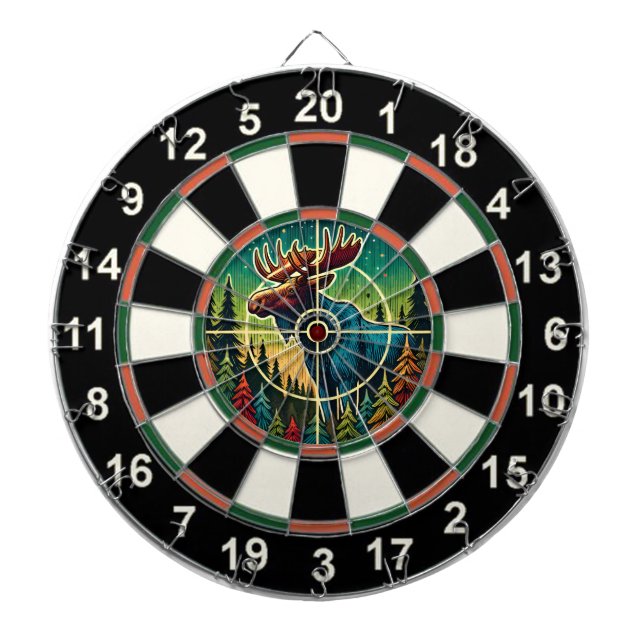 Forest Moose in Crosshairs Art Dart Board (Front)