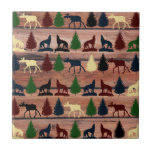 Forest Moose Wolf Wilderness Mountain Cabin Rustic Tile at Zazzle