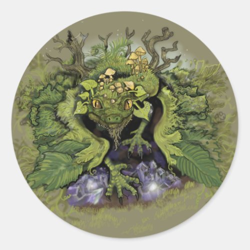 Forest Moss Magic Dragon Classic Round Sticker