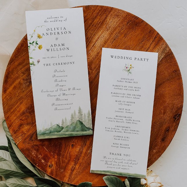 Forest Mountain Boho Wildflower Rustic Wedding Program (Creator Uploaded)