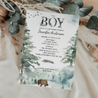 Forest Mountain Boy Country Bear Deer Baby Shower Invitation